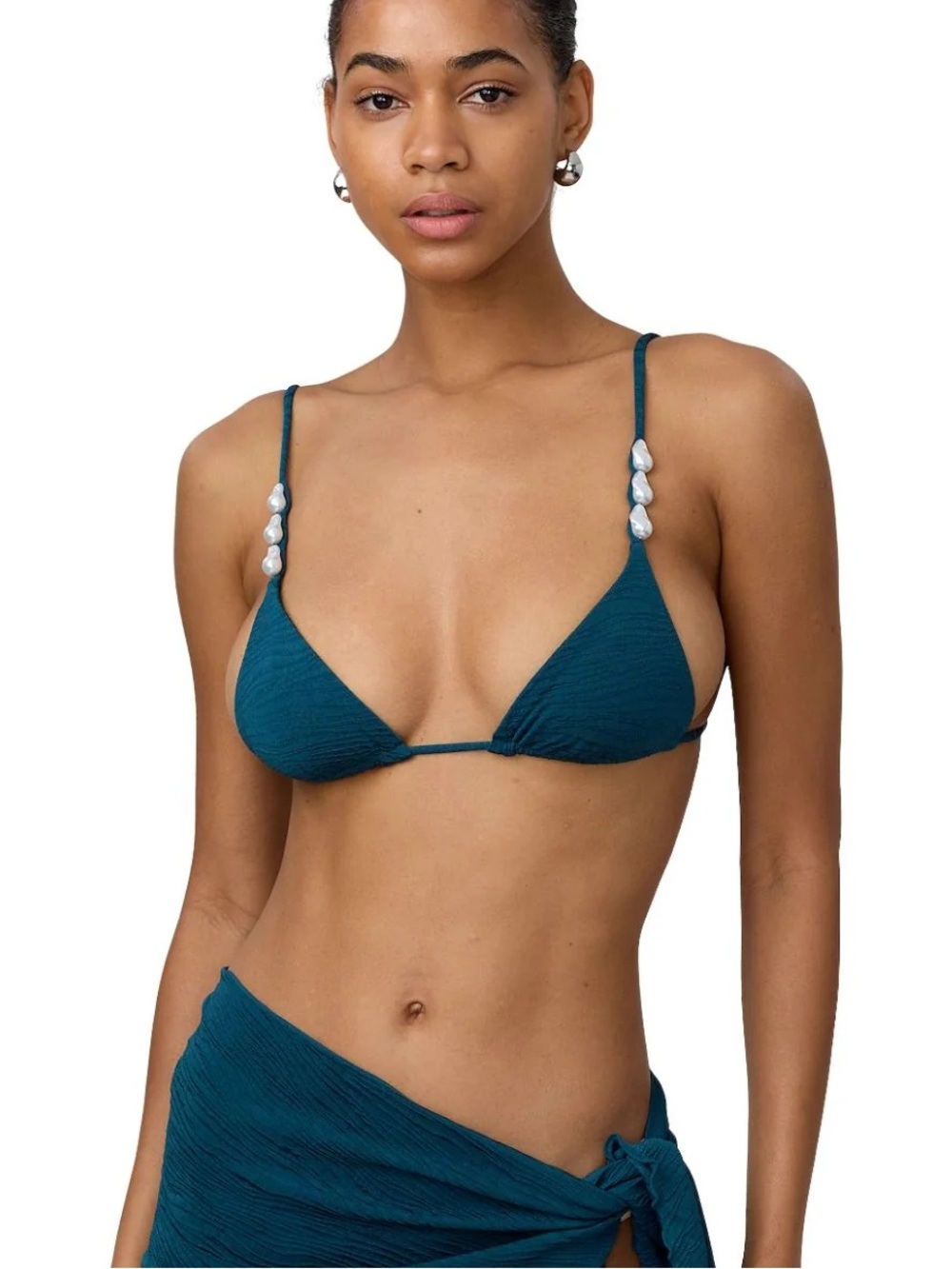 NWT LA PORTE x Tianna Robillard Bikini Top in Pond Jacquard
